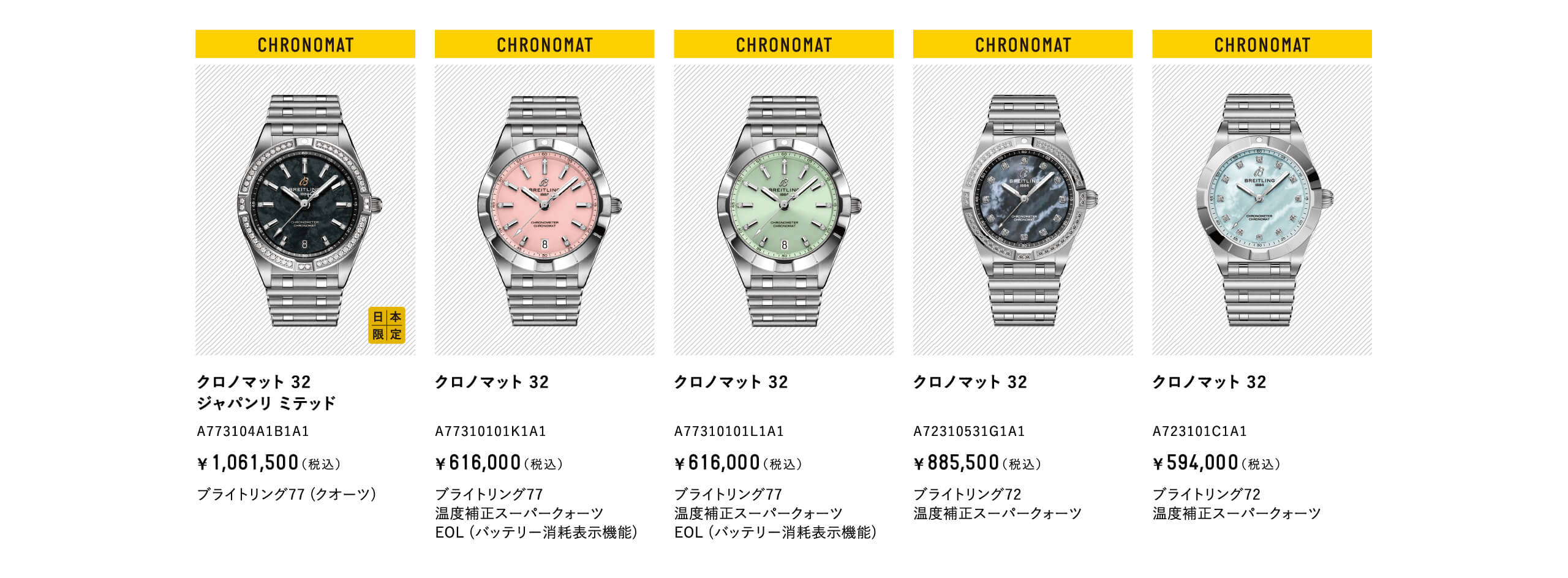 クロノマット 32 ジャパンリ ミテッド｜A773104A1B1A1｜A77310101K1A1｜A77310101L1A1｜A72310531G1A1｜A723101C1A1
